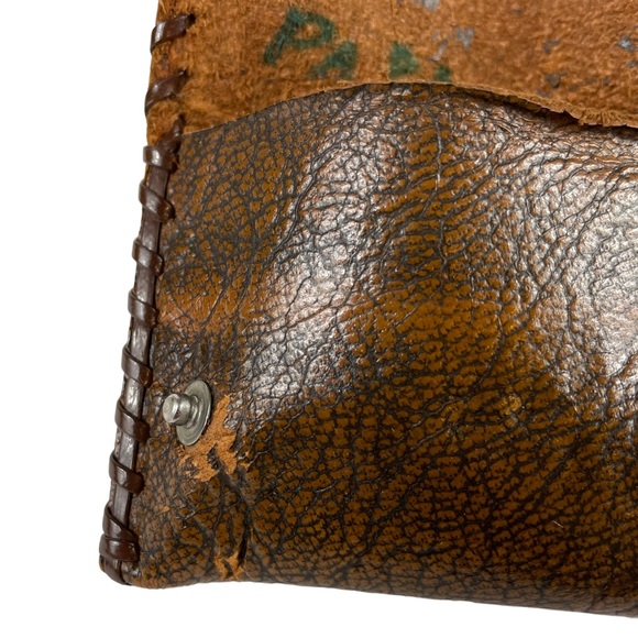 Vintage Handmade Leather Two Compartment Mini Small Pocket Wallet Snap Close VTG - Picture 5 of 11